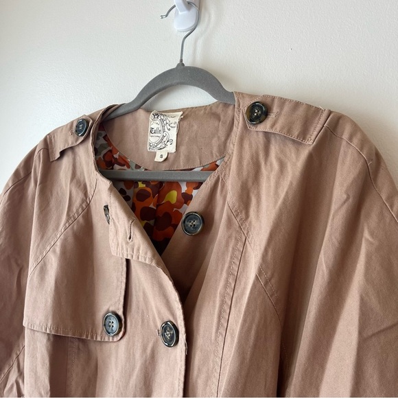 Tulle Tan Cape Jacket Women’s Small Khaki Cotton Double Breasted Y2K Mod - Picture 6 of 14